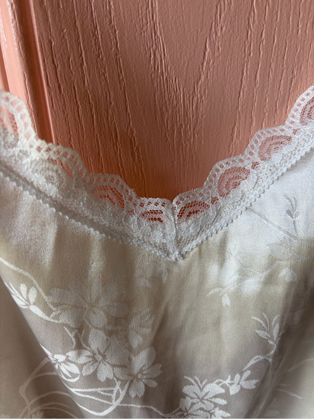 Vintage Ivory Floral Lace-Trim Chemise - Picture 8 of 10
